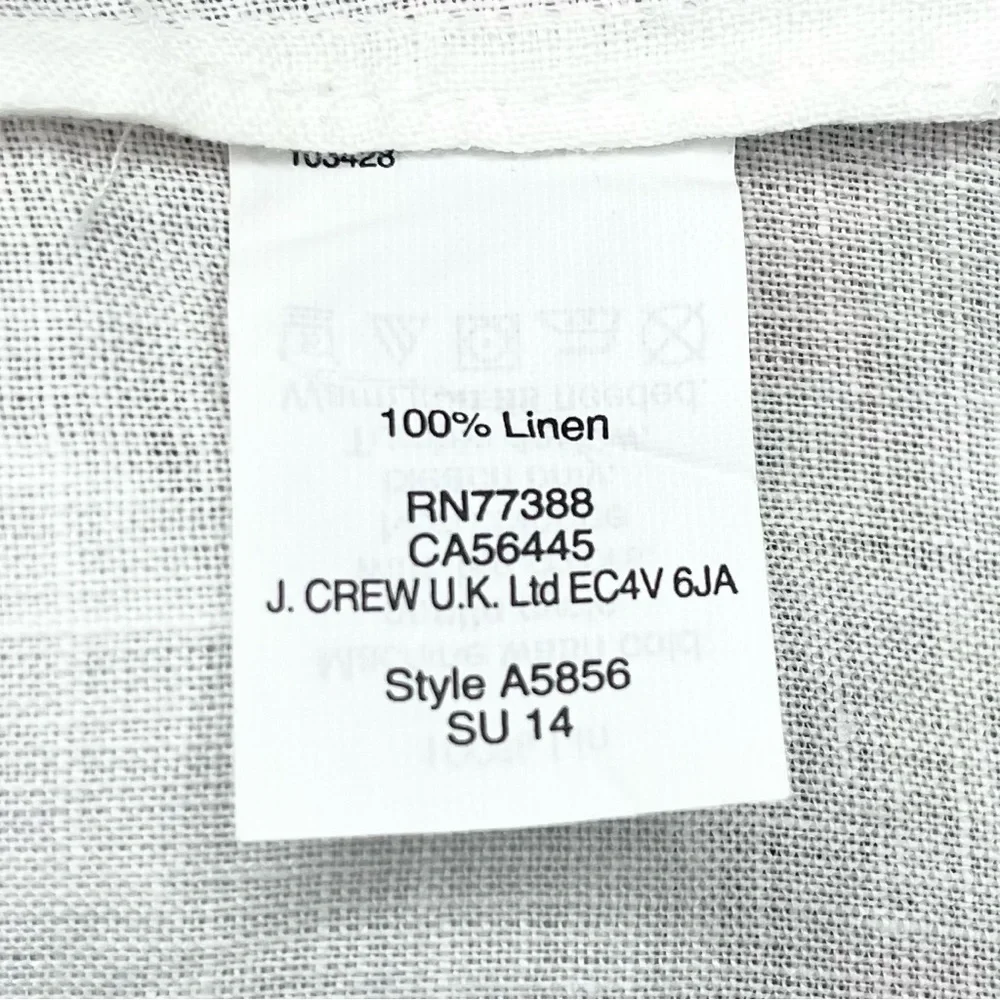 J. Crew White Linen Blouse with Blue Floral Embroidery - Picture 6 of 6